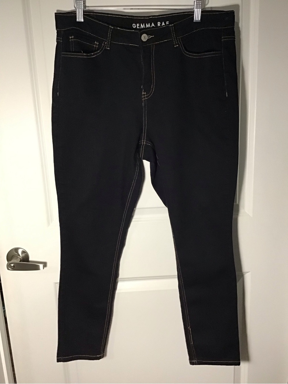 Gemma Rae Women's Navy Skinny Jeans with Contrast Stitching 14W
